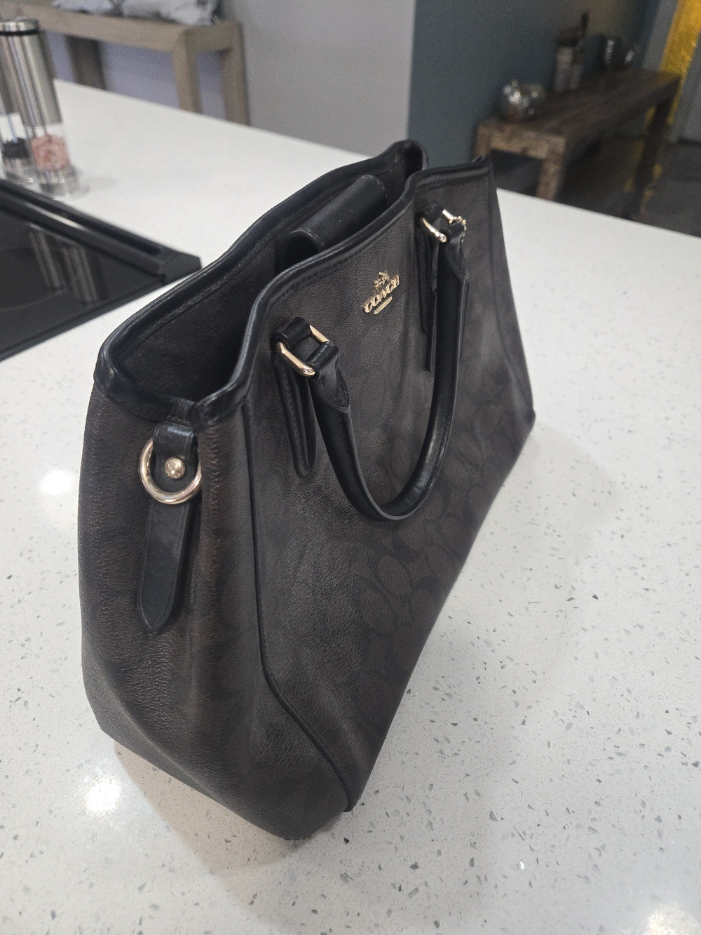 Coach Brown Signature Canvas Satchel - Picture 3 of 10